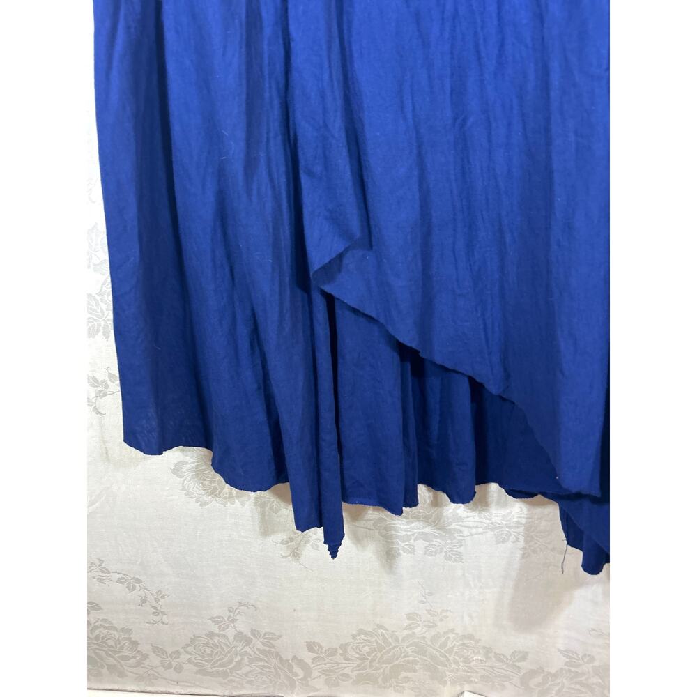 City Chic Maxi Dress XL 22 Navy Blue Smocked Strap Faux Wrap Flowy Jersey Cotton - Picture 3 of 10